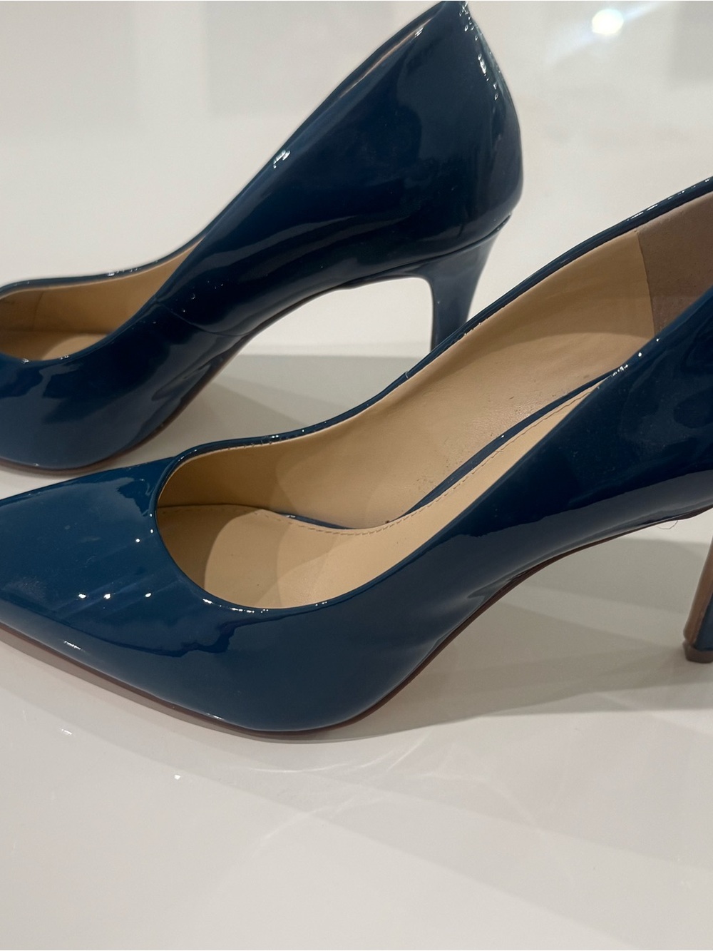Vince Camuto Women's Patent Pointed-Toe Pumps in Deep Blue